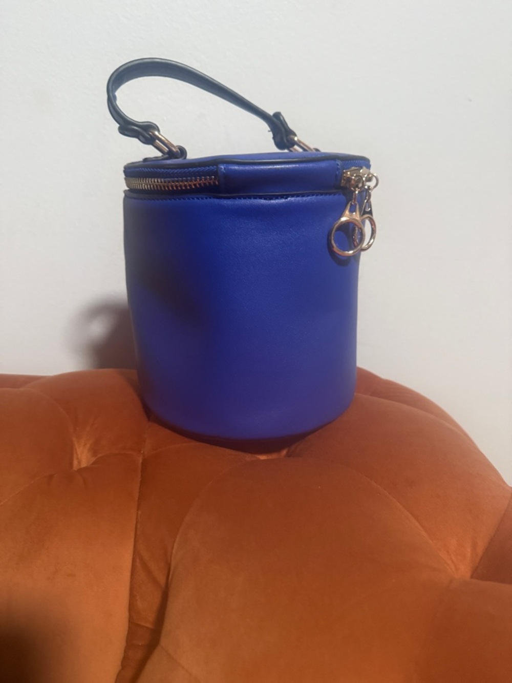 Blue Cylinder Top-Handle Women’s Bag